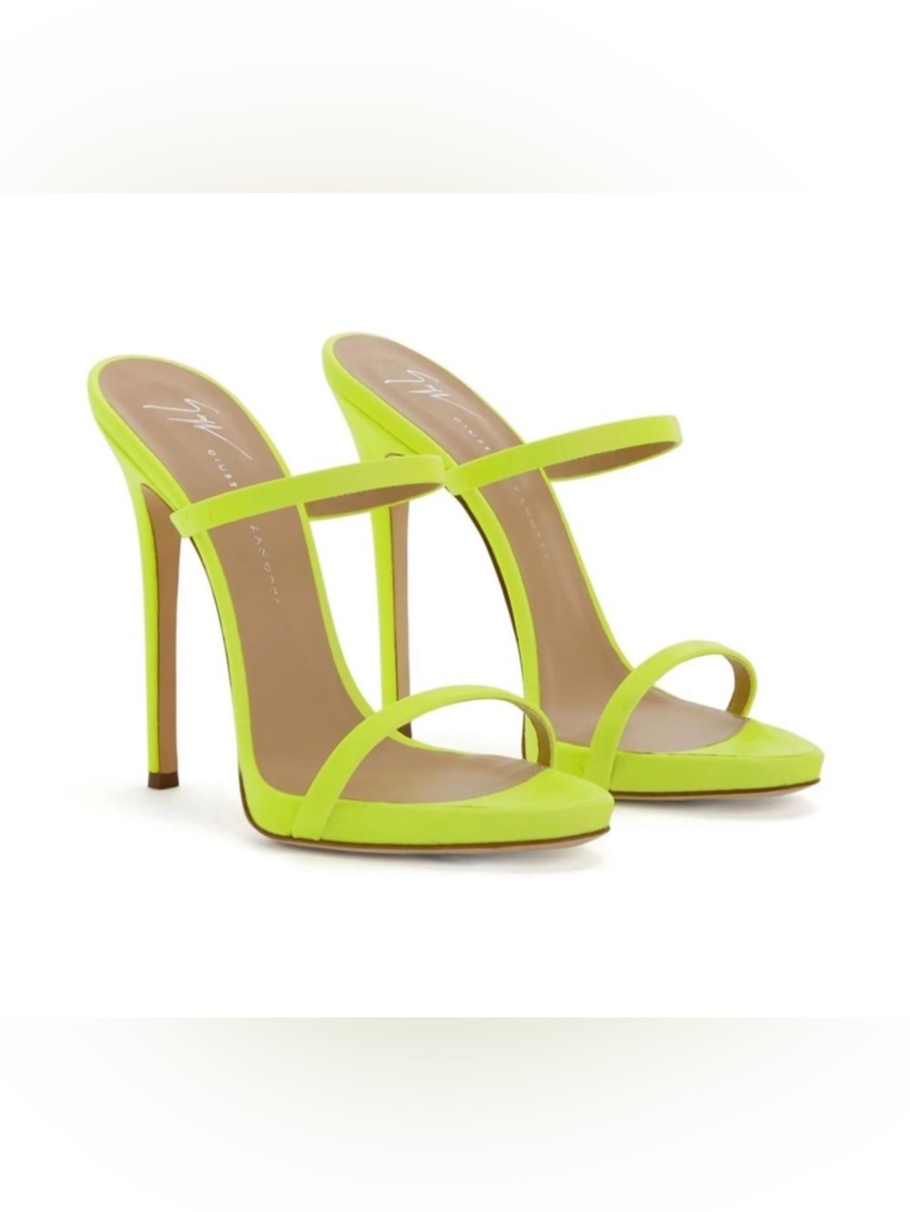 Giuseppe Zanotti Neon Lime Double-Strap Stiletto Sandals